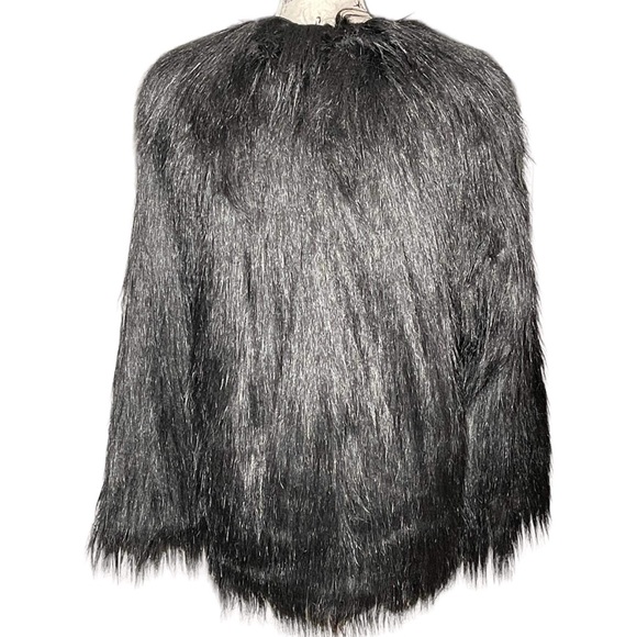 Donna Salyers Fabulous Furs Black Faux Fur Mid Length Coat Size Medium - Picture 3 of 6
